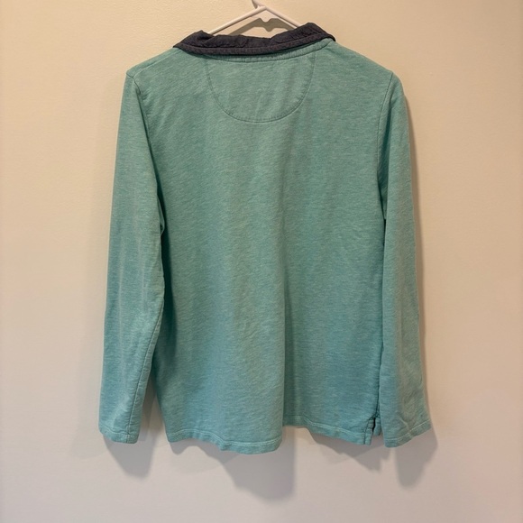 L.L. Bean Rugby Pullover Sweater Beach Glass Teal Aqua Henley Outdoor Preppy - Picture 10 of 12